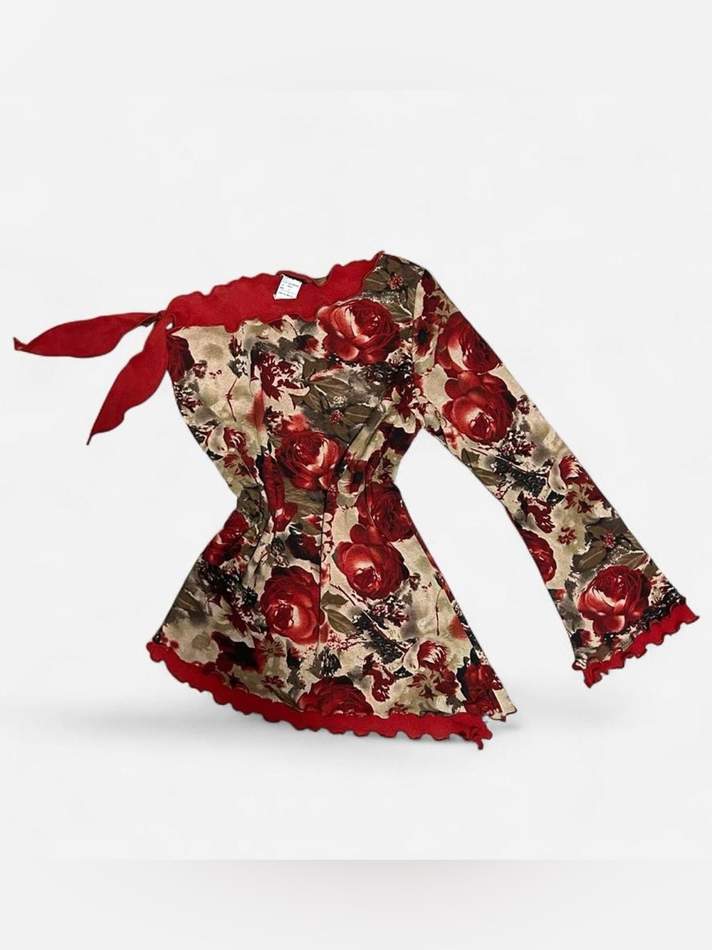 Y2k Asymmetrical One Sleeve Red Rose Top🌹